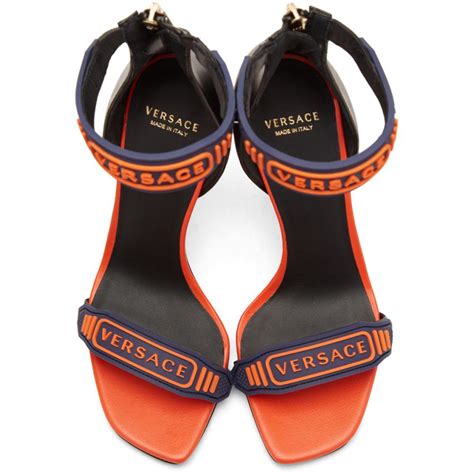 versace logo strap sandal orange white|Versace women slingback shoes.